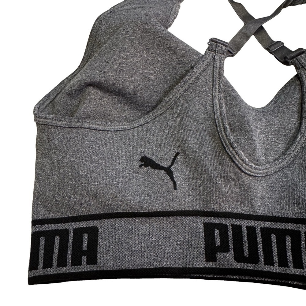 Puma Womens Gray Sports Bra Size Large Adjustable Straps Removable Cups NWT - Picture 7 of 8